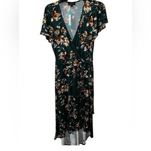 FORTUNE + IVY Irene Faux Wrap Brushed Knit Straight Hem Maxi Dress